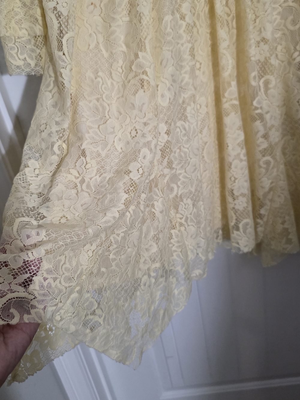 Free People Cream Lace Dress Navy Choker Tie Open Back Bell Sleeve Medium - Picture 10 of 16